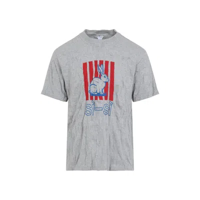Bottega Veneta Graphic Rabbit-print Crushed Cotton Jersey T-shirt In Gray