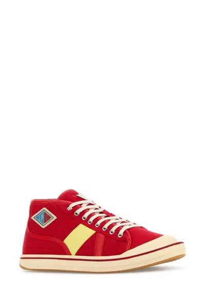 Bottega Veneta Men Red Canvas Summer Sneakers In Red