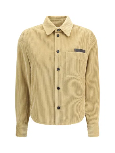 Bottega Veneta Womens Pale Oak Corduroy Curved-hem Cotton Shirt In Neutral