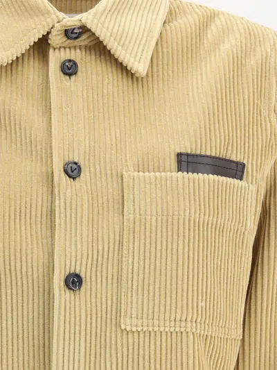 Bottega Veneta Womens Pale Oak Corduroy Curved-hem Cotton Shirt In Neutral