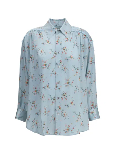 Bottega Veneta Women Silk Floral Shirt In Blue