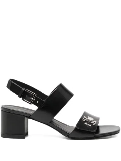 Tory Burch T-lock Leather Block-heel Sandals In Black