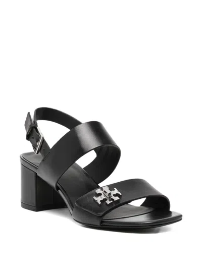 Tory Burch T-lock Leather Block-heel Sandals In Black