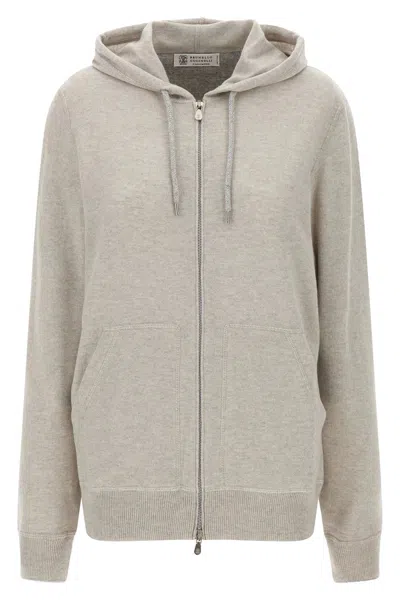 Brunello Cucinelli Men Cashmere Hoodie In Gray