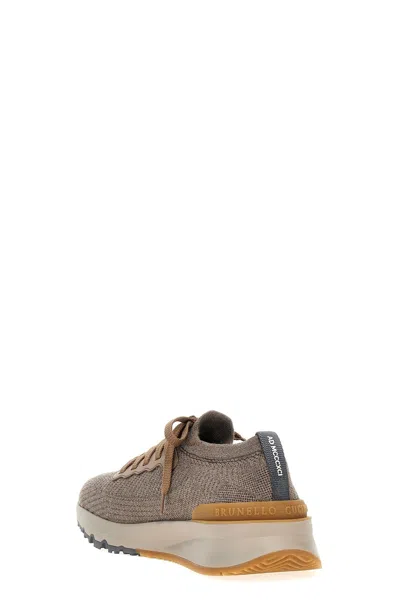 Brunello Cucinelli Men Knitted Sneakers In Gray