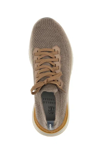 Brunello Cucinelli Men Knitted Sneakers In Gray