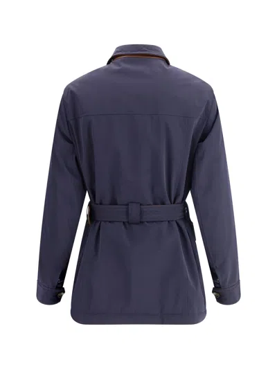 Brunello Cucinelli Men Membraned Nylon Saharan Jacket In Blue