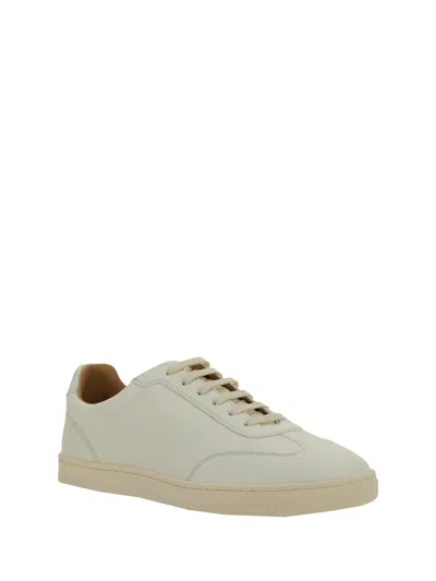 Brunello Cucinelli Smooth Leather Sneakers With Minimalist Design In White