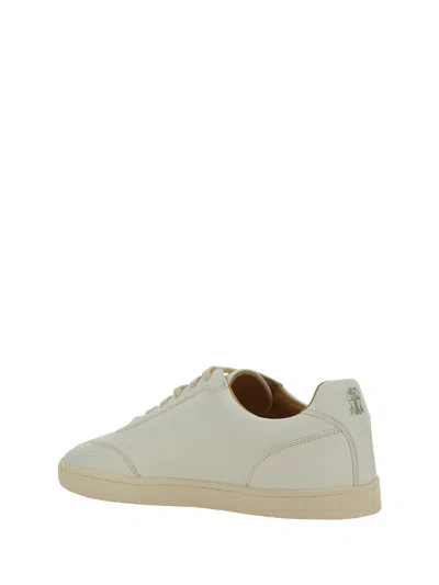 Brunello Cucinelli Smooth Leather Sneakers With Minimalist Design In White