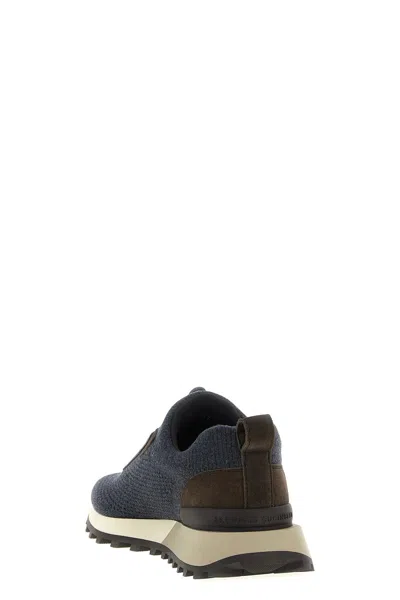 Brunello Cucinelli Performance Knit Sneakers Textured Sole In Gray