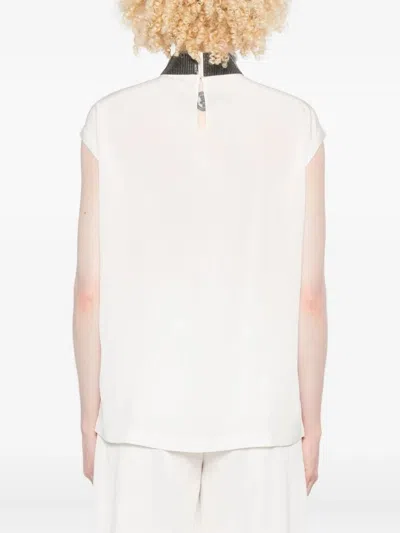 Brunello Cucinelli Turtleneck Sleeveless Top In White