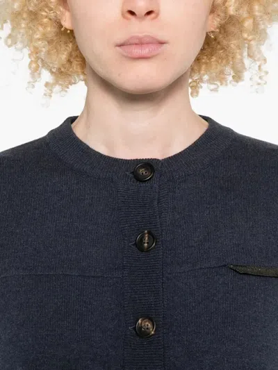 Brunello Cucinelli Button-down Cashmere Cardigan In Blue