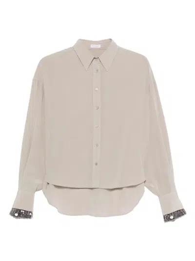 Brunello Cucinelli Sequin-embellished Silk Shirt In Multi