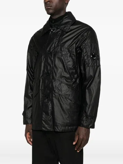 C.p. Company Lens-detail Button-fastening Jacket In Black