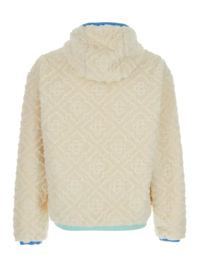 Casablanca Men Beige Jacket With All-over Monogram And Fixed Hood In Fabric Man In Neutral