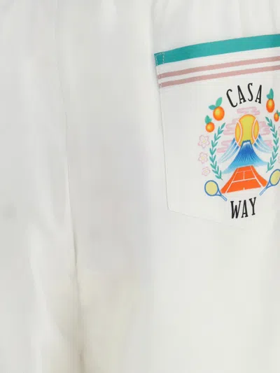 Casablanca Mens Casa Way Graphic-print Drawstring Silk Shorts In White