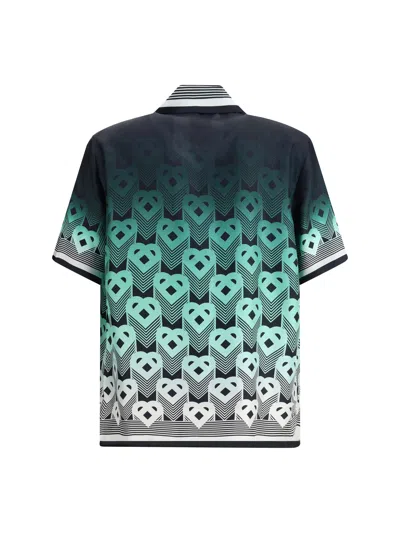 Casablanca Men Gradient Monogram Short Sleeve Silk Shirt In Multi