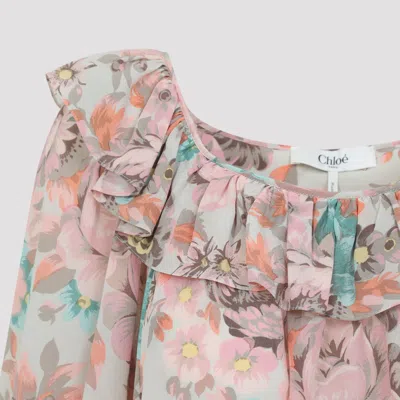 Chloé Printed Crepe Mini Dress In Multi