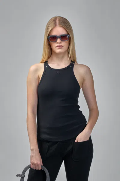 Courrèges Buckle 90s Rib Tank Top In Blue