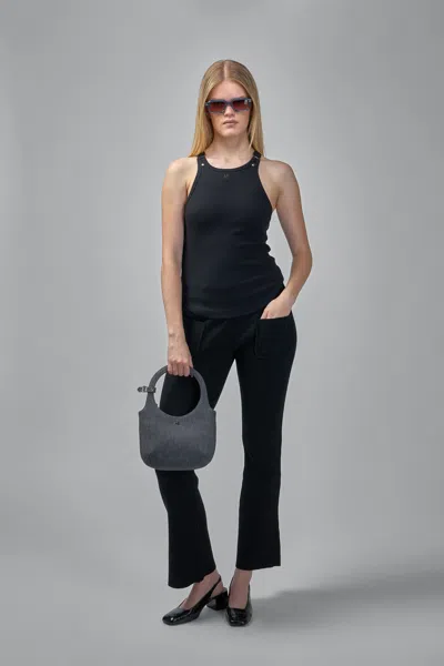 Courrèges Buckle 90s Rib Tank Top In Blue