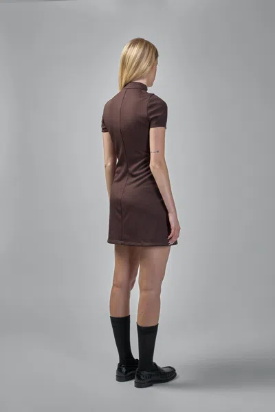 Courrèges Interlock Jersey Zip-up Minidress In Brown
