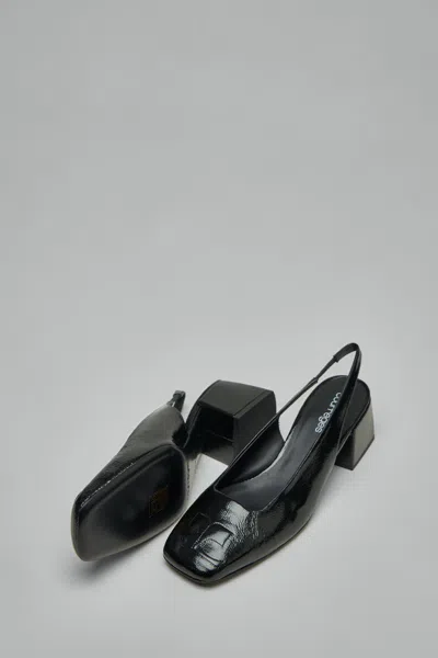 Courrèges Heritage Vinyl Slingbacks In Black