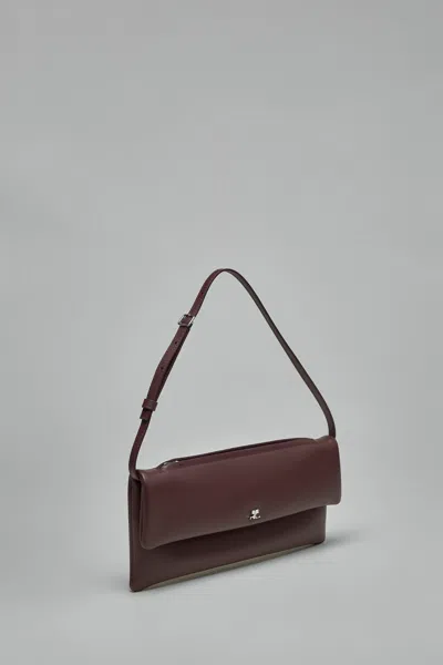 Courrèges Shoulder Bag Cuff Design Adjustable Strap In Burgundy