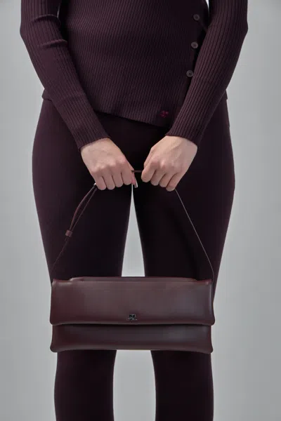 Courrèges Shoulder Bag Cuff Design Adjustable Strap In Burgundy