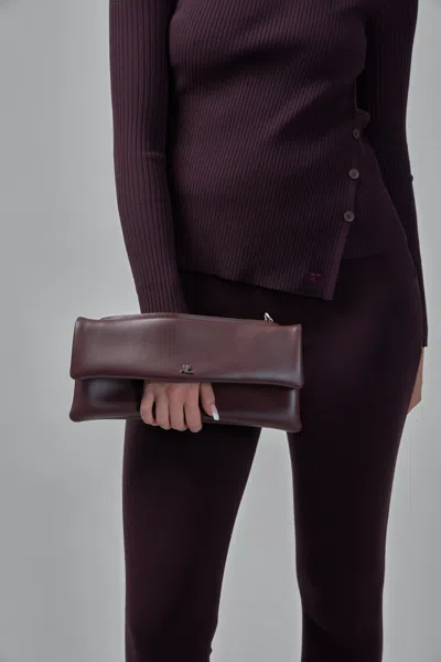 Courrèges Shoulder Bag Cuff Design Adjustable Strap In Burgundy