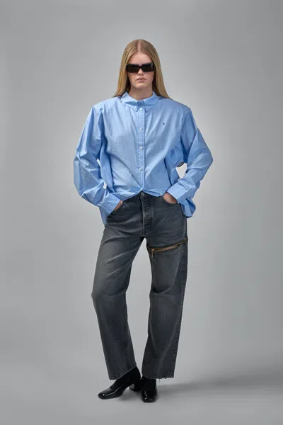 Frenken Waisted Ralph Classic Oversized Shirt In Blue