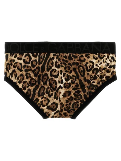 Dolce & Gabbana Animal Print Boxers With Elastic Waistband In Animal Print