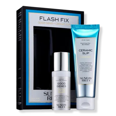 Sunday Riley Flash Fix Good Genes And Ceramic Slip 2 Piece Kit In Black