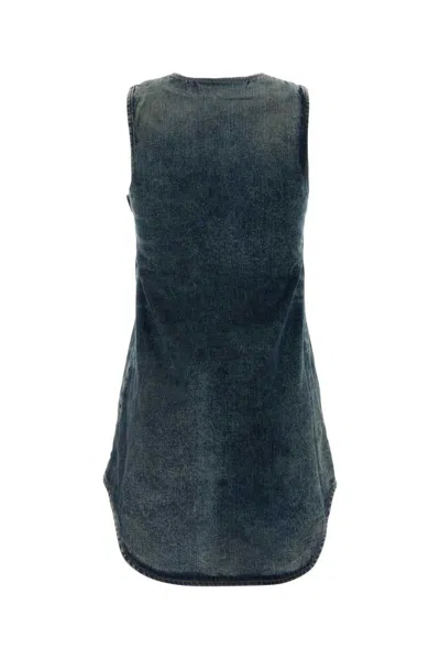 Diesel Light Blue De-laris Mini Dress In Blue