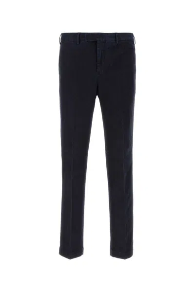 Pt Torino Midnight Blue Stretch Modal Blend Pant In Black