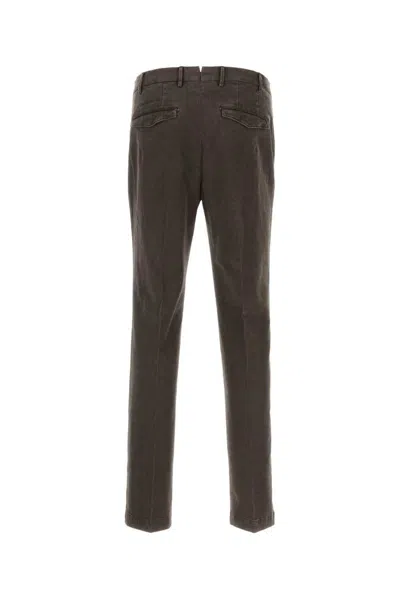 Pt Torino Stretch Cotton Trousers With Pockets And Loops In Brown