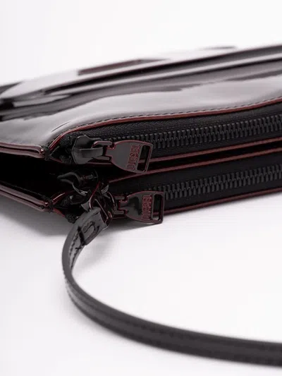 Diesel 1dr 20. Twin Shoulder Bag In Black Leather In Black