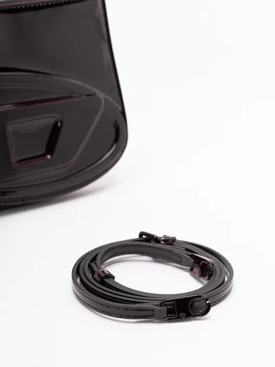 Diesel 1dr 20. Twin Shoulder Bag In Black Leather In Black