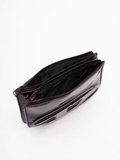 Diesel 1dr 20. Twin Shoulder Bag In Black Leather In Black