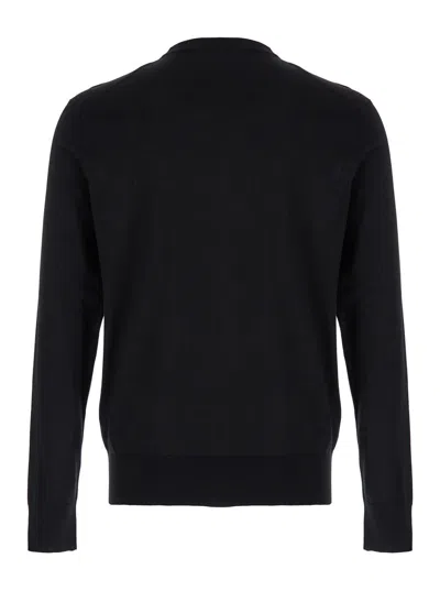 Dolce & Gabbana Men Black Sweater With Tonal Signature Logo In Silk Man In Black