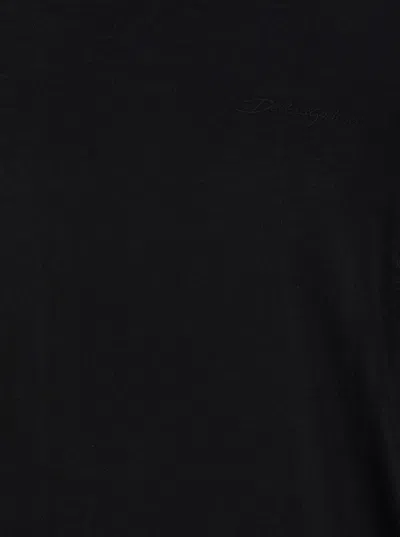 Dolce & Gabbana Men Black Sweater With Tonal Signature Logo In Silk Man In Black