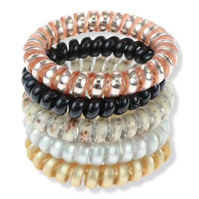 Capelli New York Floral Metallic Phone Cord Ponies