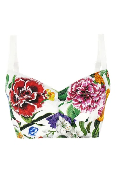 Dolce & Gabbana Corset Bralette Top With Print In Multi