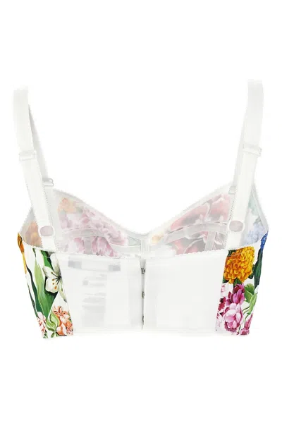 Dolce & Gabbana Corset Bralette Top With Print In Multi