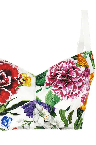 Dolce & Gabbana Corset Bralette Top With Print In Multi