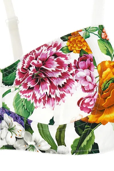 Dolce & Gabbana Corset Bralette Top With Print In Multi
