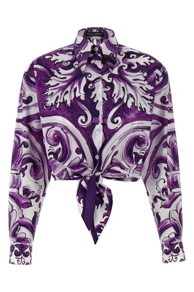 Dolce & Gabbana Purple Maiolica Print Shirt In Purple