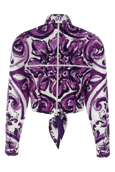 Dolce & Gabbana Purple Maiolica Print Shirt In Purple