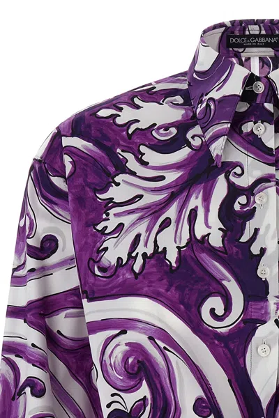 Dolce & Gabbana Purple Maiolica Print Shirt In Purple
