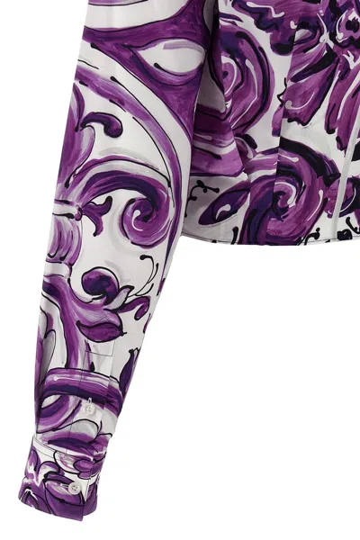Dolce & Gabbana Purple Maiolica Print Shirt In Purple