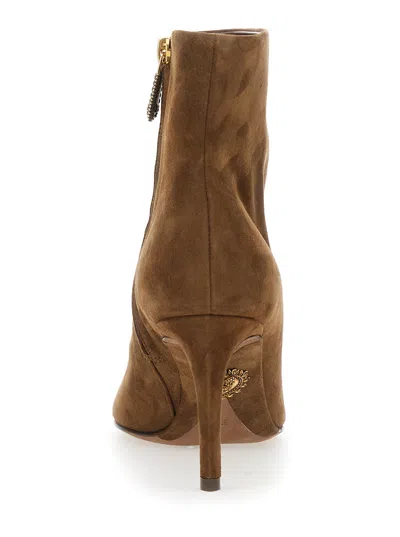 Dolce & Gabbana Devotion Suede Ankle Boots In Brown